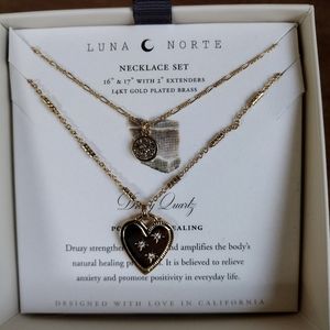 Luna Norte Necklace set. 14KT gold plated.  Brand new!